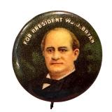 Antique W. J. Bryan For President Pin-Back