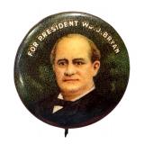 Antique W. J. Bryan For President Pin-Back