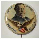 Antique Taft Day Wesleyan Middletown Campaign Button 1909