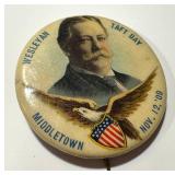 Antique Taft Day Wesleyan Middletown Campaign Button 1909