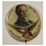 Antique Taft Day Wesleyan Middletown Campaign Button 1909