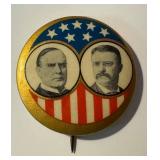 Antique Whitehead & Hoag Co. McKinley & Roosevelt Pin