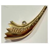 Vintage 14K Gold Happy New Year Charm Pendant