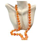 Vintage Carnelian Agate Beaded Necklace - Hand-Knotted, 25" L, Sterling Silver Clasp
