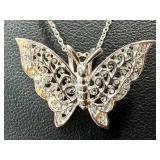 Sterling Silver Butterfly Necklaces - Swarovski Elements