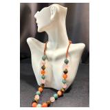Vintage Beaded Necklace - Carnelian, Tiger