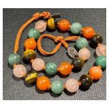 Vintage Beaded Necklace - Carnelian, Tiger