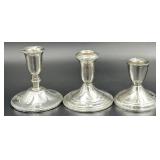 Vintage Sterling Silver Weighted Candlesticks Set of 3 and Sterling Silver Weighted Creamer