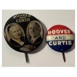 Vintage Hoover & Curtis Political Campaign Button Pair - 1928