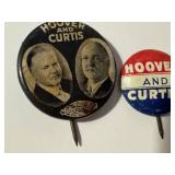 Vintage Hoover & Curtis Political Campaign Button Pair - 1928