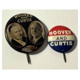 Vintage Hoover & Curtis Political Campaign Button Pair - 1928