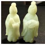Two Vintage Chinese Nephrite Jade or Serpentine Figurines - 2 Inches Tall