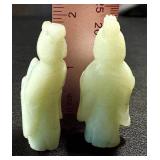 Two Vintage Chinese Nephrite Jade or Serpentine Figurines - 2 Inches Tall