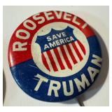 Vintage Roosevelt Pinbacks (Lot of 5) - FDR Campaign Buttons