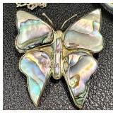 Vintage Silver & Sterling Jewelry Lot - Butterfly & Floral Inlays, 22-inch Necklaces, Mexico Alpaca