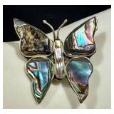 Vintage Silver & Sterling Jewelry Lot - Butterfly & Floral Inlays, 22-inch Necklaces, Mexico Alpaca