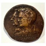 Vintage Robert M. La Follette & Burton K. Wheeler Bronze Embossed Lapel Pin