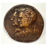 Vintage Robert M. La Follette & Burton K. Wheeler Bronze Embossed Lapel Pin