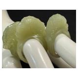 Set of Three Carved Nephrite Jade Fish Rings