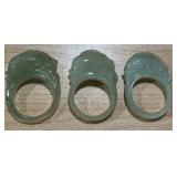 Set of Three Carved Nephrite Jade Fish Rings