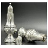 Vintage Sterling Silver Weighted Candlestick Set and Sterling Silver Weighted Glass Lined Salt/Pepper Shakers