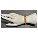 Vintage Bucherer Cuff Watch - Vintage - 17 Jewels - Swiss - Pink Enamel Floral Dial