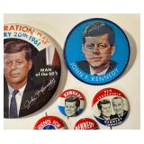 Set of Six Vintage Kennedy Campaign Pinbacks / Buttons including a Vintage Kennedy 35th President Vari-Vue Pin Back