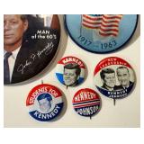 Set of Six Vintage Kennedy Campaign Pinbacks / Buttons including a Vintage Kennedy 35th President Vari-Vue Pin Back