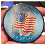 Set of Six Vintage Kennedy Campaign Pinbacks / Buttons including a Vintage Kennedy 35th President Vari-Vue Pin Back