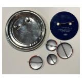Set of Six Vintage Kennedy Campaign Pinbacks / Buttons including a Vintage Kennedy 35th President Vari-Vue Pin Back