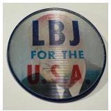 Vintage Vari-Vue LBJ For The USA Pinback Button
