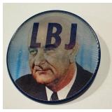 Vintage Vari-Vue LBJ For The USA Pinback Button