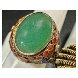 Five Vintage Chinese Export Rings - Adjustable Bands, Some Silver-Marked