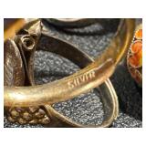 Five Vintage Chinese Export Rings - Adjustable Bands, Some Silver-Marked