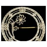 Vintage Sterling Daisy Brooch - Vintage Circular Floral Pin, 1 in Diameter