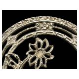 Vintage Sterling Daisy Brooch - Vintage Circular Floral Pin, 1 in Diameter