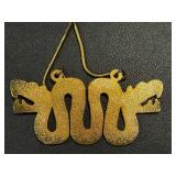 Vintage Double Snake Head Gold Tone Necklace and Pin