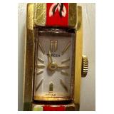 Vintage Türler Swiss Vintage Ladies Watch - Rectangular Gold-Tone Case Red Enamel Bracelet