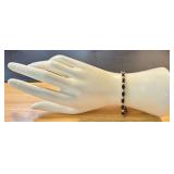 Sterling Silver Sapphire & Diamond Bracelet - 7 in