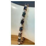 Sterling Silver Sapphire & Diamond Bracelet - 7 in