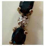 Sterling Silver Sapphire & Diamond Bracelet - 7 in
