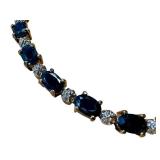 Sterling Silver Sapphire & Diamond Bracelet - 7 in