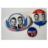 Vintage Wallace Campaign Pin Backs / Buttons - Vintage 1968 Wallace/Le May Oval Pin Backs