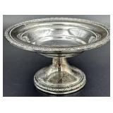 Vintage Sterling Silver Weighted Footed Candy Bowl & 3 Candlesticks