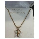 Created Opal 10k Butterfly Necklace - 18-inch Chain