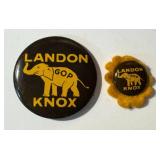 Vintage Landon GOP Knox Campaign Buttons / Pin Backs