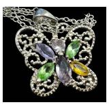 Sterling Silver Butterfly Pendant Necklaces & C Monogram Necklace