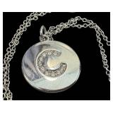 Sterling Silver Butterfly Pendant Necklaces & C Monogram Necklace