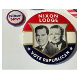 Vintage Nixon Campaign Pin Backs / Buttons - Lot of 6 (Nixon-Lodge, Nixon Now, Now More Than Ever)