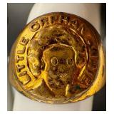 Two Vintage Gold-Tone Orphan Annie Rings